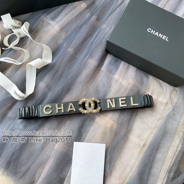 Chanel女士皮帶 香奈兒cc經典logo扣精品彈力扣腰帶  jjp1153
